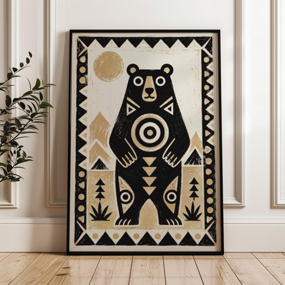 Bear Geometric Folk Tribal Poster
