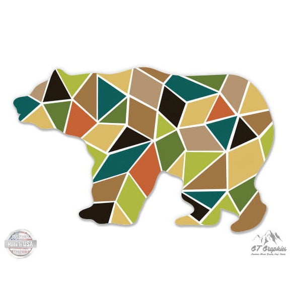 Bear Geometric Triangles Modern - 12" Vinyl Sticker Waterproof Decal