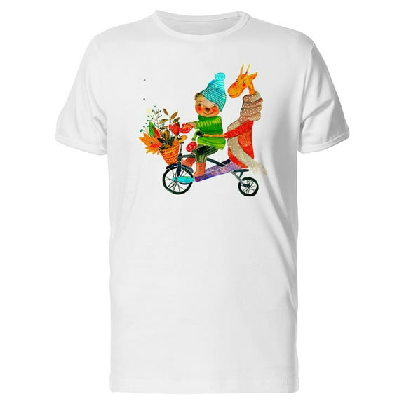 Bear & Giraffe Watercolor T-Shirt Men -Image by Shutterstock, Male Small