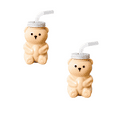 thumbnail image 1 of Bear Glass Cup,Cute Bear Glass Cup with Straw, Bear Coffee Tumbler Jar,Coffee Beer Wine Cocktail Drinks Glassware, Unique Bear Shaped Cups, For Home Bar, Kitchen, Restaurant, Party(2PCS-A), 1 of 5