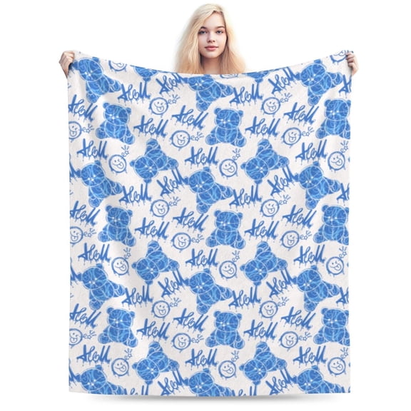 Bear Graffiti Doodle Throw Blanket, Gifts For Men Women, Soft Warm Cozy Lightweight Fleece Throw Blankets Sherpa Fuzzy Stuff For Bed Sofa Couch Chair 40"X30"