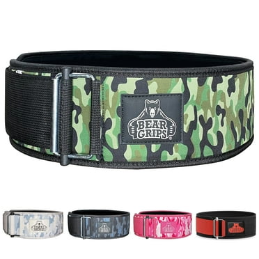 Bear Grips 3 Layer Weight Lifting Belt - Auto Locking Gym Belt for Men and Women - Adjustable Weightlifting Belt for Strength Training Olympic Lifting Powerlifting Deadlift - Black Camo (X-Small)