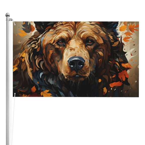 Bear Grizzly Bear Art Vintage Double Sided Flag 3x5FT Reversible Garden Flag Outdoor Decor for House, Porch, Lawn, Yard, Indoor Wall, Party Decoration