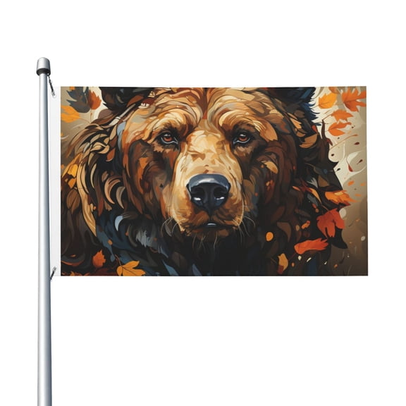 Bear Grizzly Bear Art Vintage Flag 3X5 Ft Garden Yard House Flags Banner Sign Outdoor Indoor Party Home Garden Decoration