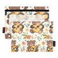 thumbnail image 1 of Bear Guitar Leaf Flower 2 Pack Pencil Pouch for 3 Ring Binder Smooth Zipper Folders with Pockets Clear Window Pencil Case, 1 of 6