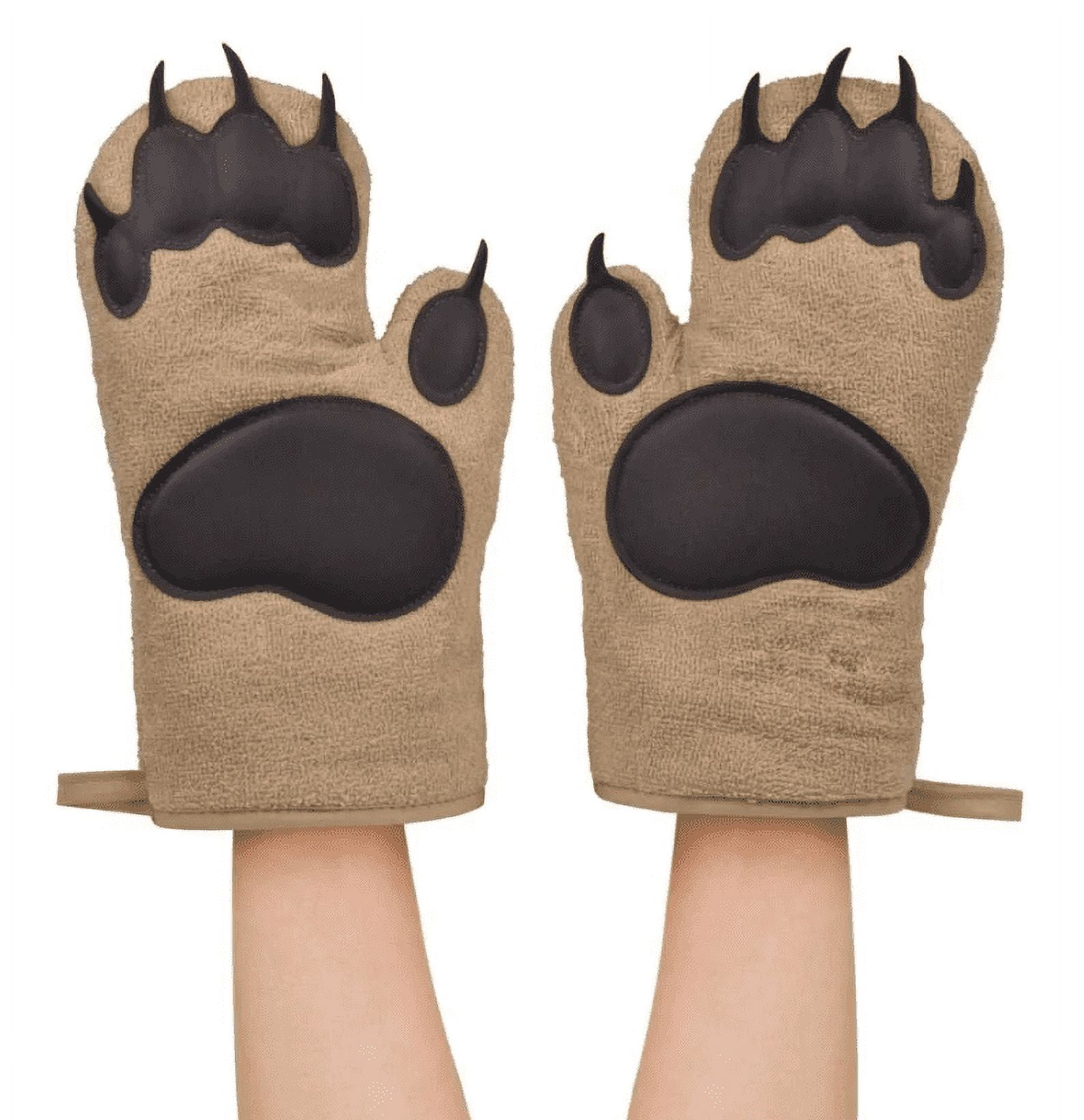 Bear Paw Brown Silicone Oven Mitts Set