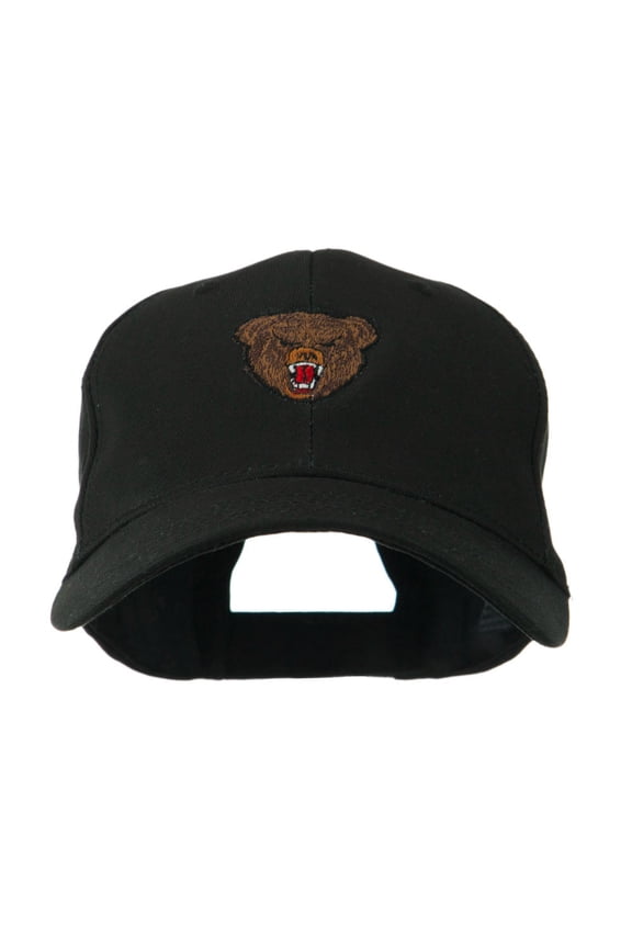 Bear Head Mascot Embroidered Cap - Black OSFM
