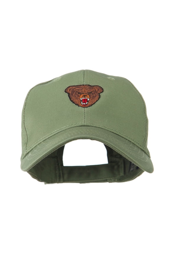 Bear Head Mascot Embroidered Cap - Olive OSFM