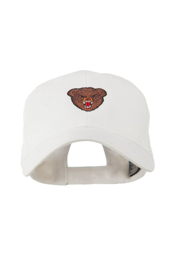 Bear Head Mascot Embroidered Cap - White OSFM