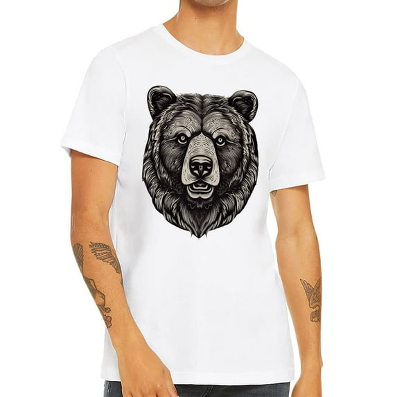 Bear Head Short Sleeve T-Shirt - Cool Design T-Shirt - Printed Short Sleeve Tee