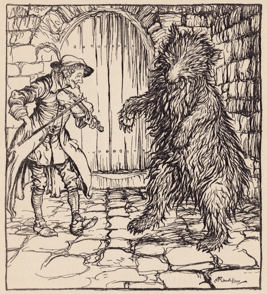 When The Bear Heard The Music He Could Not Help Beginning To Dance Illustration By Arthur Rackham From Grimms Fairy Tale The Cunning Little Tailor Canvas Art - Ken Welsh Design Pics (28 x 32)