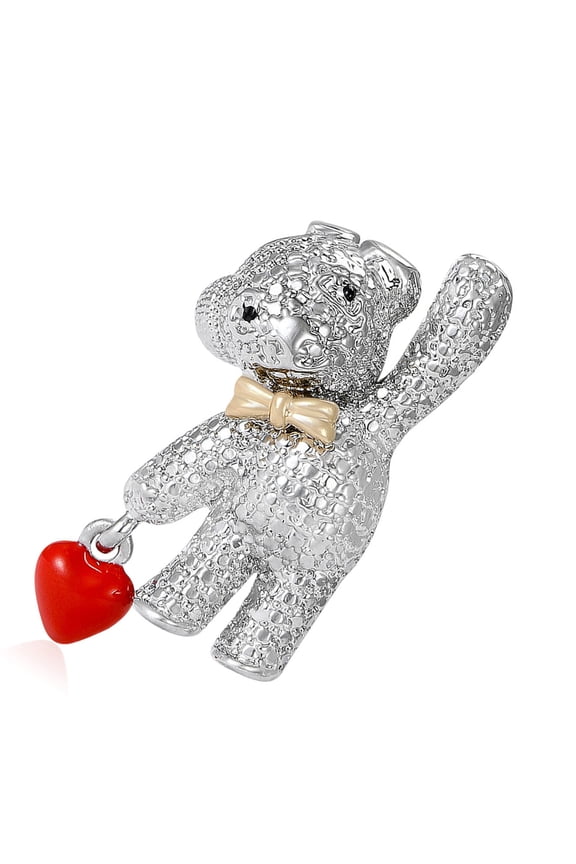 Bear Heart Brooch with Secure Clasp Rhinestones Pin For Clothing Attachment Backpack Badge Accessories