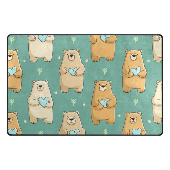 Bear Heart Pattern Memory Foam Area Rug 31"x20" Non Slip, Absorbent, Fade Proof for Living Room, Bedroom, Office