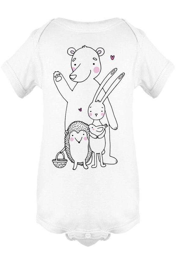 Bear Hedgehog Bunny Bird Line Bodysuit Infant -Image by Shutterstock, 6 Months