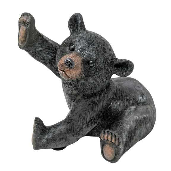 Bear High Five Figurine – Resin Yoga Bear Statue with High Five Sign for Cabin and Lodge Woodland Décor