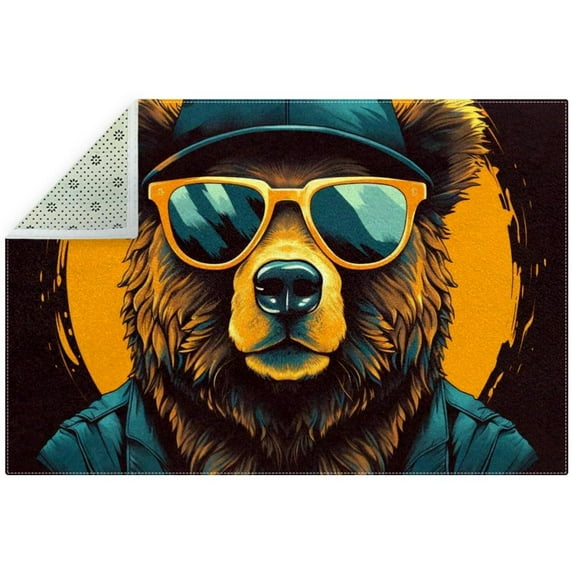 Bear High-Quality Polyester Door Rug - Durable Indoor Entry Mat with Right-Angle Design for Home or Office Use - Easy to Clean and Maintain - 24 x 36 inches