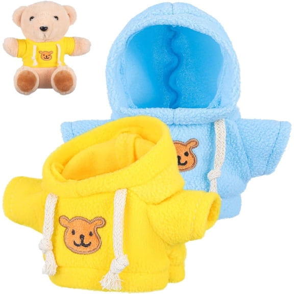 Bear Hoodie Doll Clothes, Stuffed Animal Clothing for 8 Inch Teddy Bears, DIY Dressing Outfit for Plush Toys(RL Yellow+Blue)