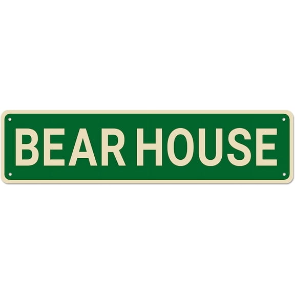 Bear House Sign, Bear Decor Bear Sign Bear Lover Gift, Funny Wall Decor for Home/Man Cave, Quality Metal Signs 16x4 Inch