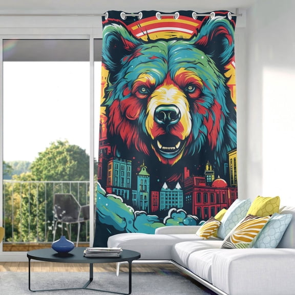 Bear Houses Blackout Curtain Panels Drapes Privacy Assured with Light Filtering Curtains for Living room Bedroom Bathroom Window