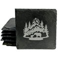 Bear Hug Adventure Slate Coasters Set, LaserEtched Male Bear
