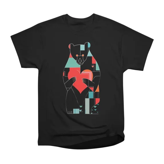 Bear Hug Geometrical Heart T-Shirt Tee Gift For Him Merch For Her Apparel For Friend