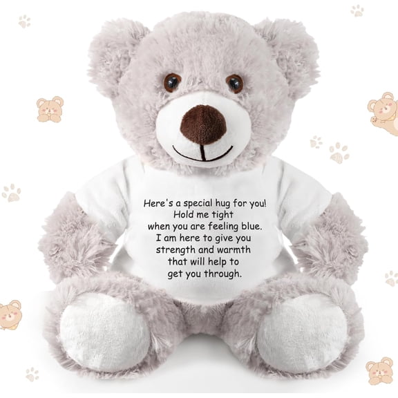 Bear Hug Gift Get Well Soon Sympathy for Women Plush Stuffed Animal Hug Thinking of You Condolences Memorial Loved Present(Gray,Bear)