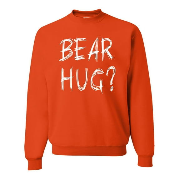 Bear Hug Lover | Mens Animal Lover Crewneck Graphic Sweatshirt, Orange, Large