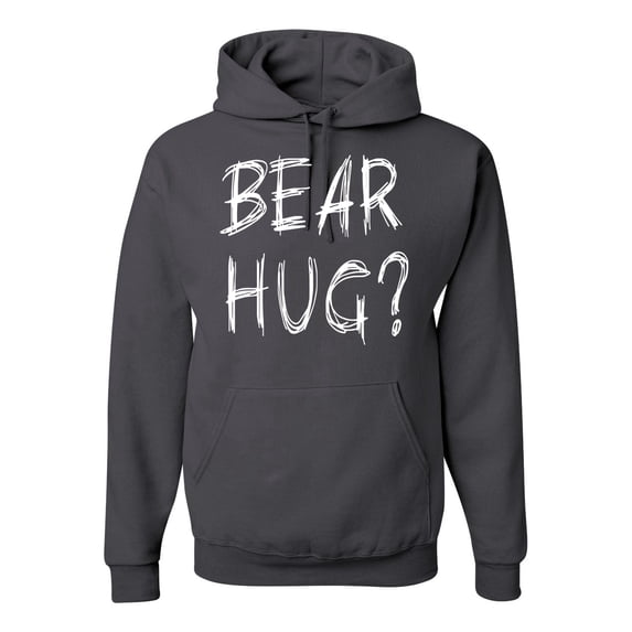 Bear Hug Lover | Mens Animal Lover Hooded Sweatshirt Graphic Hoodie, Charcoal, Medium