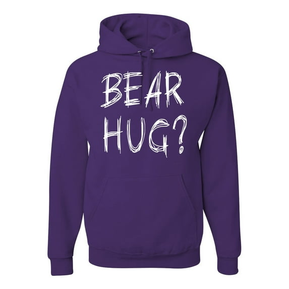 Bear Hug Lover | Mens Animal Lover Hooded Sweatshirt Graphic Hoodie, Purple, 2XL