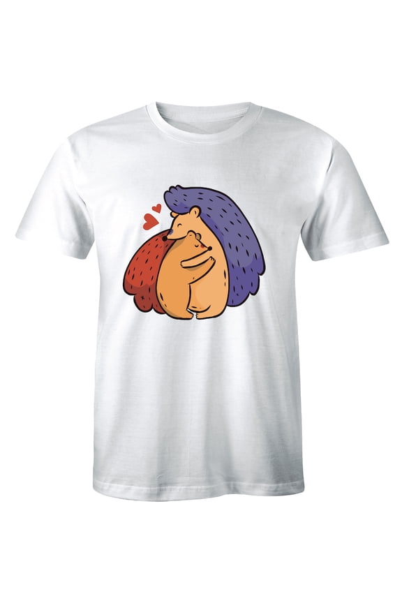 Bear Hug Loving Animal Graphics White Short Sleeve for Men Gift T-Shirt