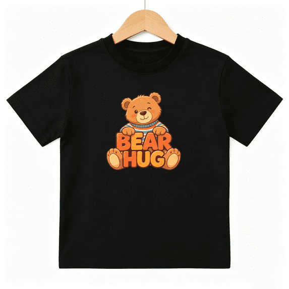 Bear Hug Teddy Animal Boys Graphic Tees Cute Kids T-Shirt 100% Cotton Short Sleeve Tops Ages 4-13Y