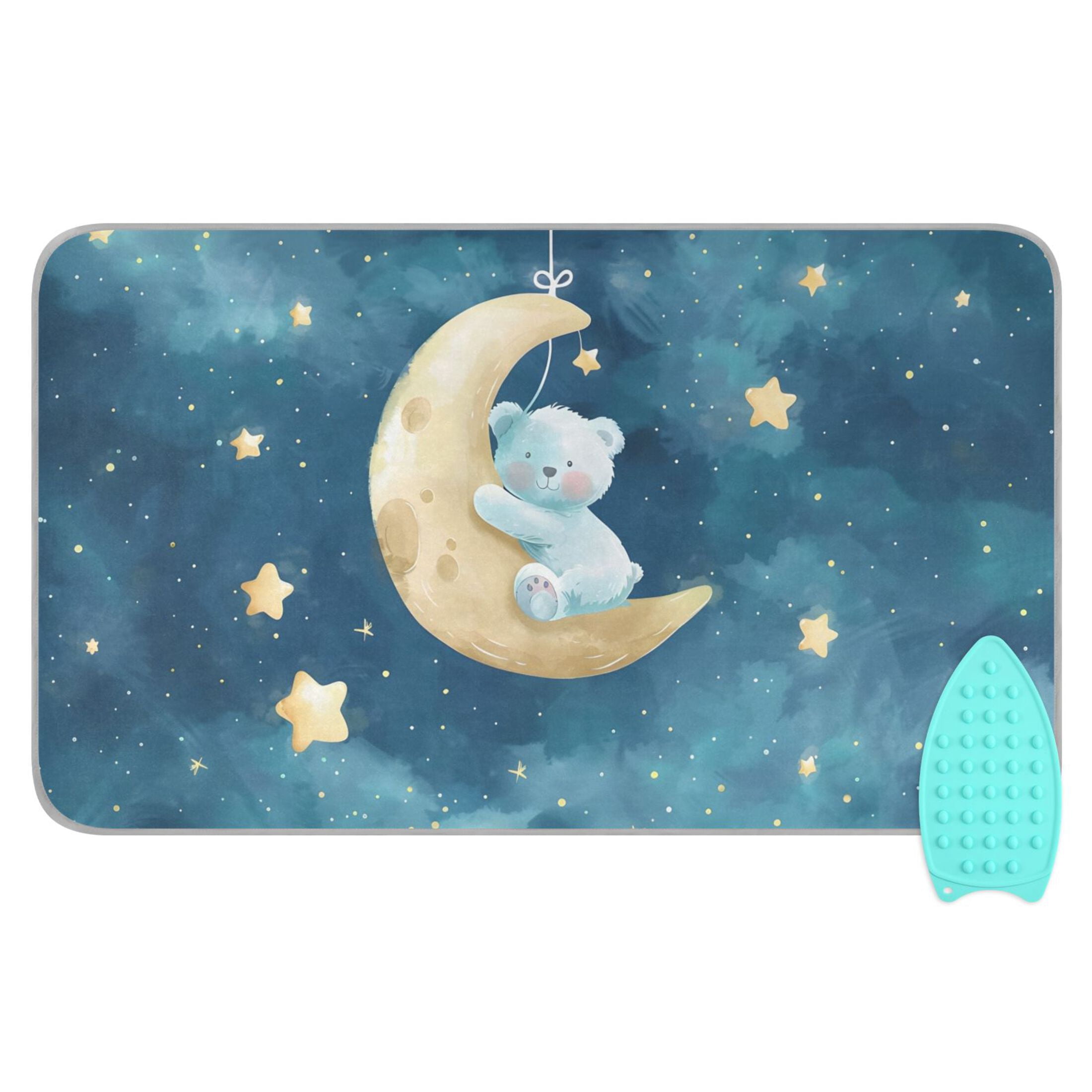 Bear Hug The Moon Stars Ironing Mat Blanket Portable Travel Ironing Pad Heat Resistant Pad 47.2" x 27.6”