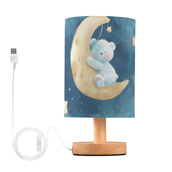 Bear Hug The Moon Stars Table Lamp with USB Port LED Warm Light Lamp Night Light Home Decor