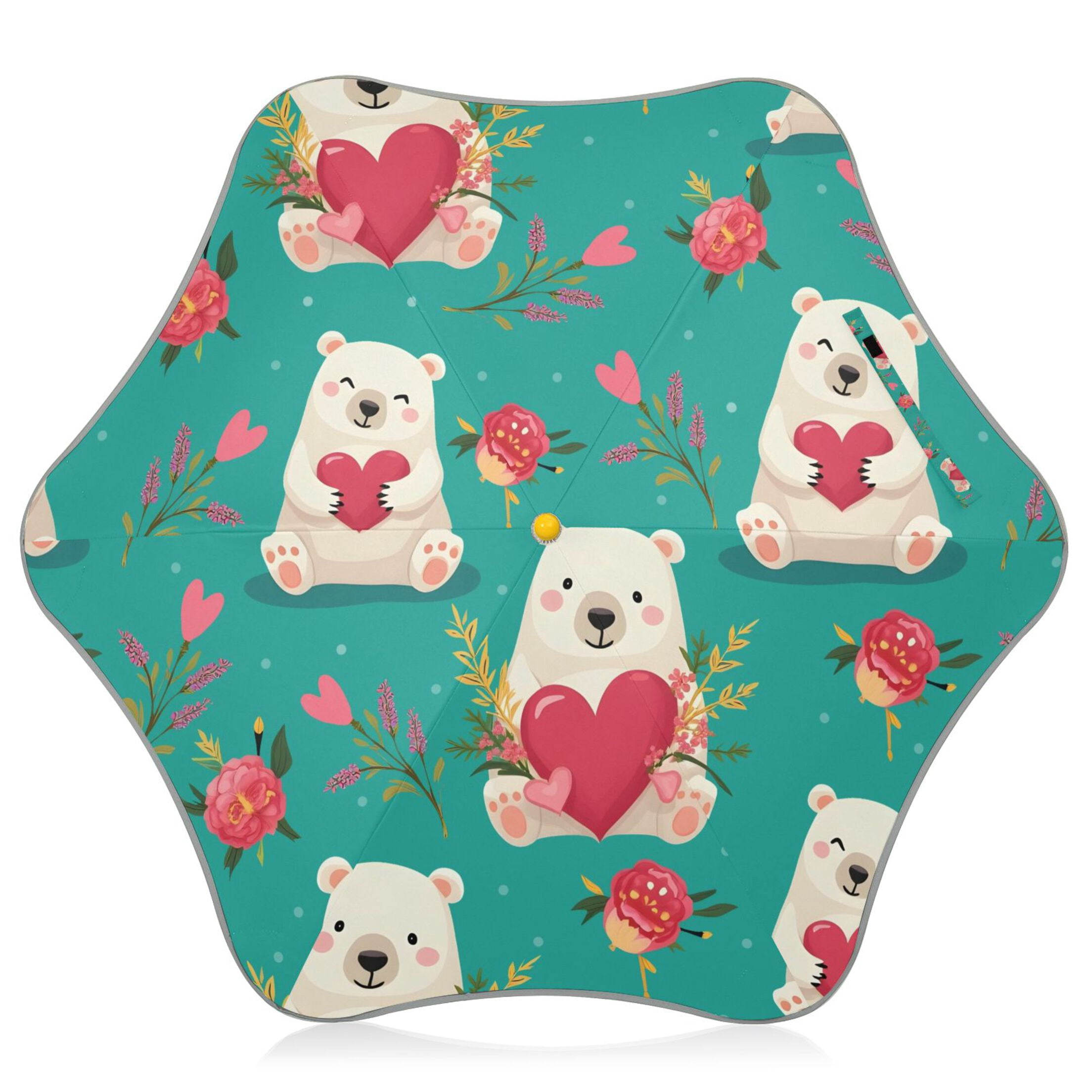Ber Pattern Bear Hugging Heart Pattern Kids Umbrella Rain Umbrella Clear Grip ...