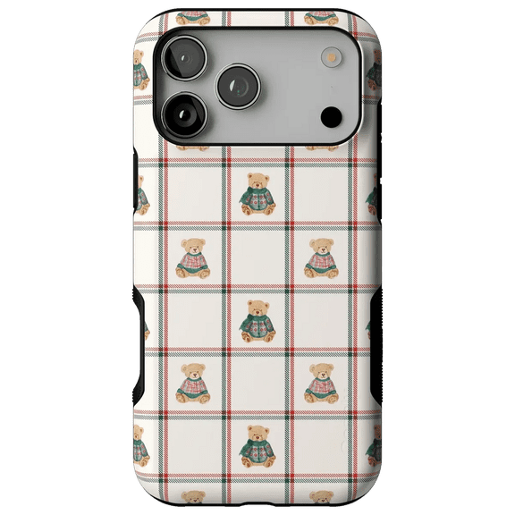 Bear Hugs Teddy Squares Pattern Phone Case with iPhone 17 to 11 Pro Max