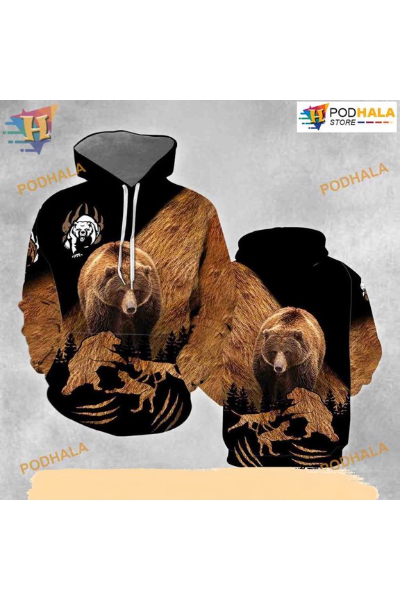 Bear Hunter All Over Printed 3D Hoodie T-Shirt Adul