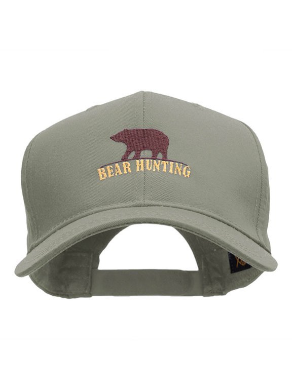 Bear Hunting Embroidered Cotton Twill Pro Style Cap - Grey OSFM