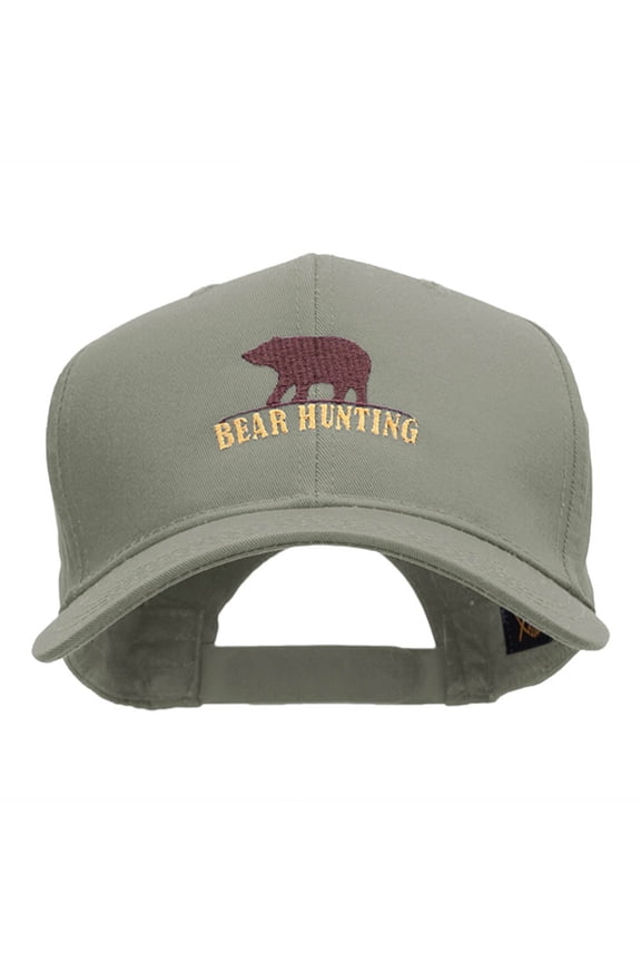 Bear Hunting Embroidered Cotton Twill Pro Style Cap - Grey OSFM