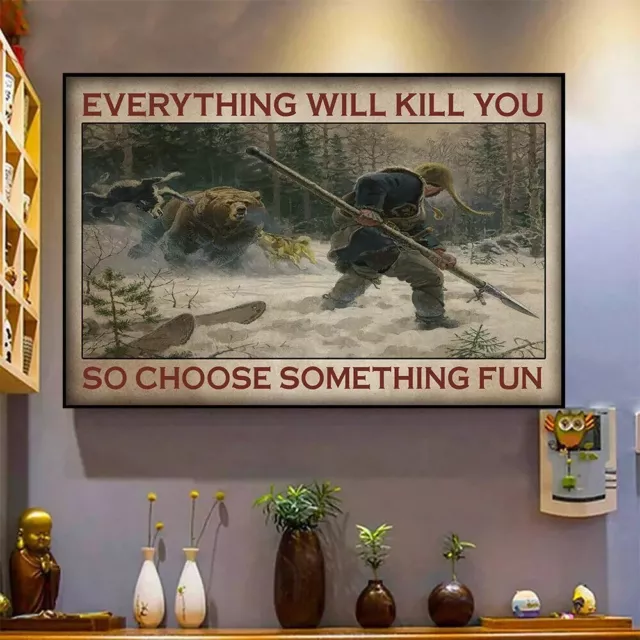 Targa In Metallo Vintage 20x30 Cm – 'Everything Will Kill You So Choose Something Fun' – Decorazione Da Parete