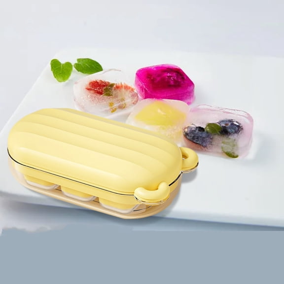 Bear Ice Silicone Square Halved with Lid Family 6-Pack for Freezer Nonstick Reusable Ice Cubes, Yellow