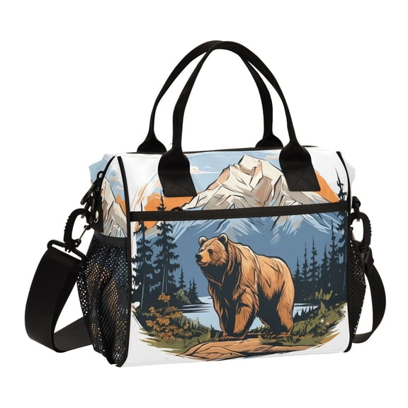 Bear Iceberg Trees Mountain Lake Cooler Bag Lunch Bag Soft Cooler Cooling Tote Insulated Lunch Box for Adult Men Women