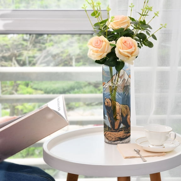 Bear Iceberg Trees Mountain Lake Vases for Flowers Modern Decorative Vase Home Decor for Bedroom Kitchen Living Room Centerpieces