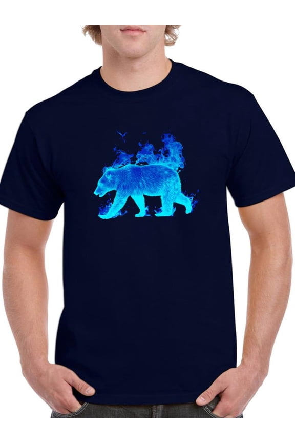 Bear In Blue Flames T-Shirt Men -Smartprints Designs, Male Small