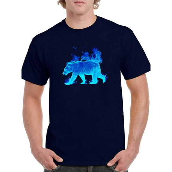 Bear In Blue Flames T-Shirt Men -Smartprints Designs, Male x-Large