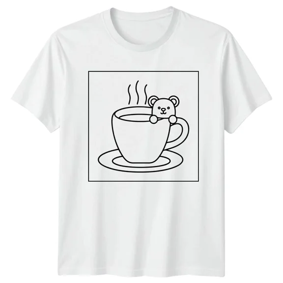 Bear In Cup Mens T-Shirt Womens Tee Animals Graphic Unisex Top