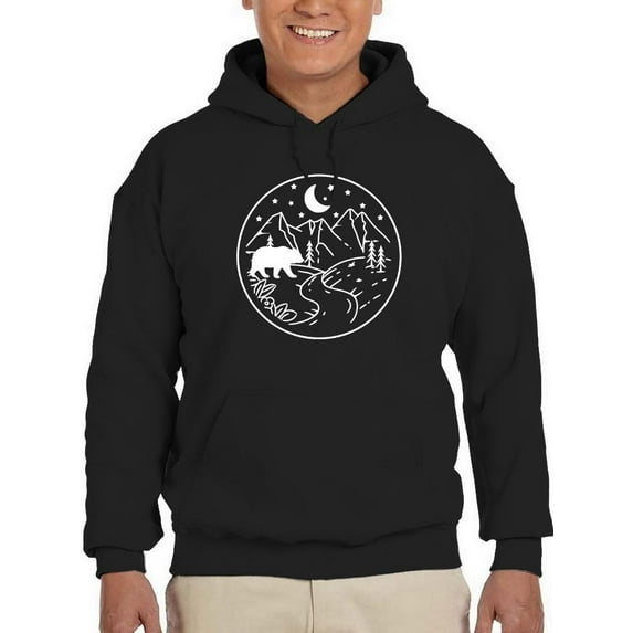 Bear In Landscape Hoodie Men -Smartprints Designs, Male 3X-Large