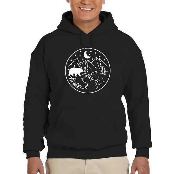 Bear In Landscape Hoodie Men -Smartprints Designs, Male x-Large