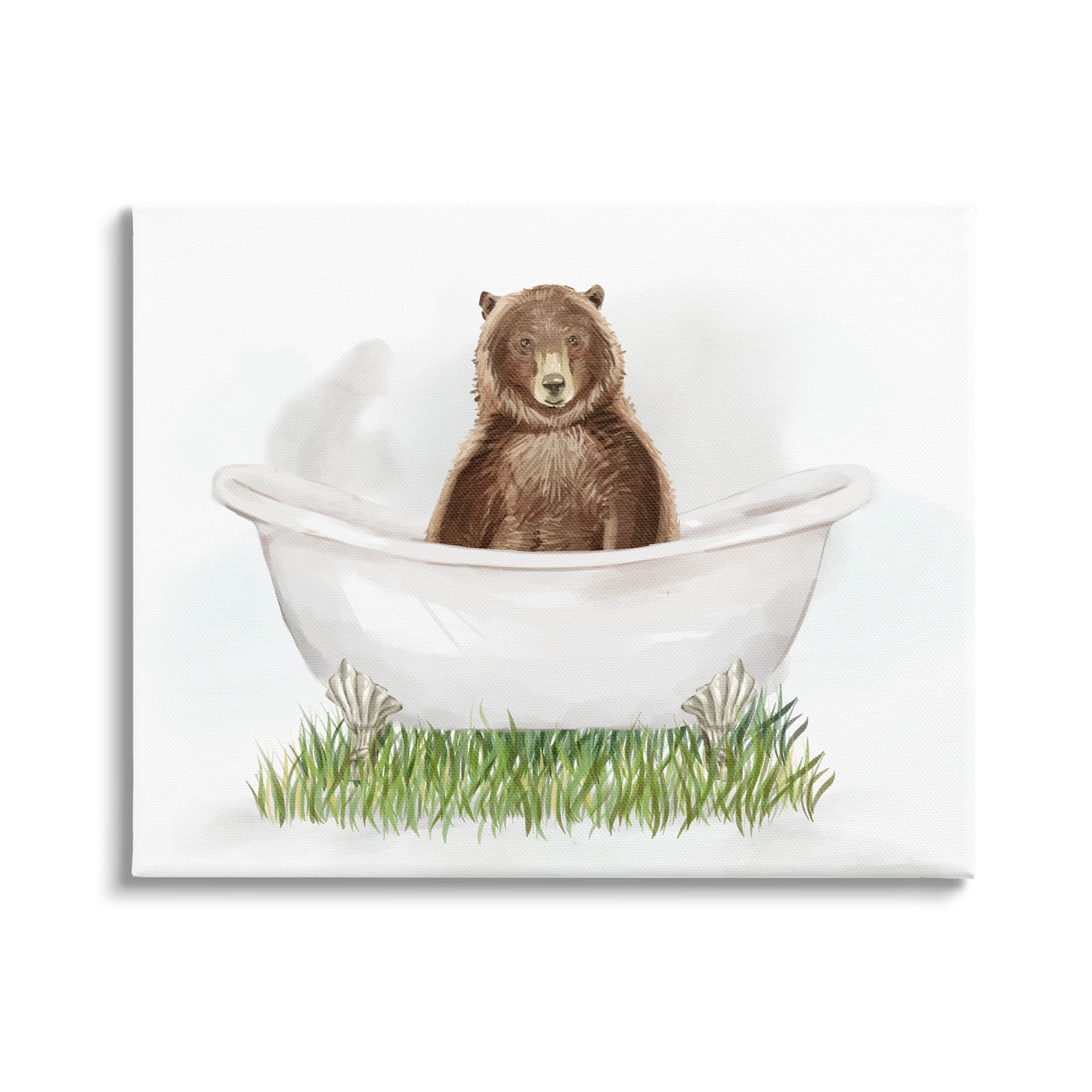 Bear In Tub Bathroom Animal Animals & Insects Graphic Art Gallery Wrapped Canvas Print Wall Art