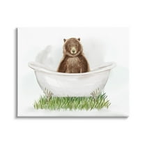 Bear In Tub Bathroom Animal Animals & Insects Graphic Art Gallery Wrapped Canvas Print Wall Art