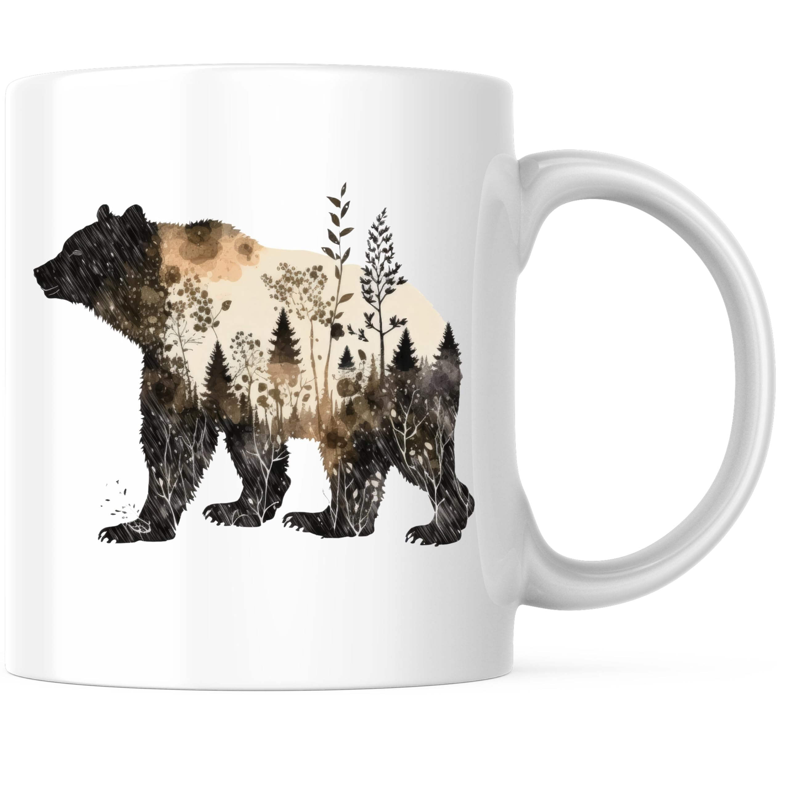 Bear In Wilderness Coffee Mug Cool Bear Outdoors Hiking Hiker